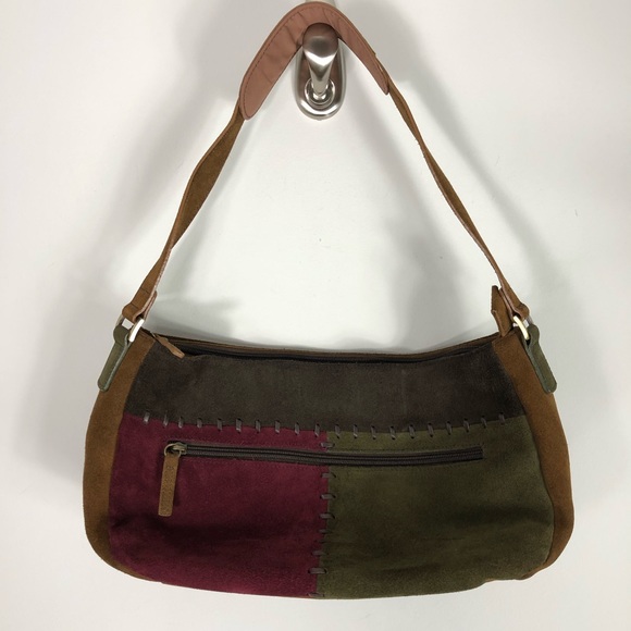 Ecco Handbags - Vintage Y2K Ecco Suede Patchwork Shoulder Bag Multi Color Boho